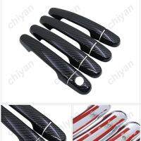 8Pcs คาร์บอนไฟเบอร์สีดำด้านนอกมือจับประตูฝาครอบสติกเกอร์ ABS สำหรับ Toyota Camry Corolla Altis Prius Highlander Vios Yaris XP40 XP90 XP150 2002 ~ 2020