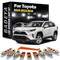 ไฟส่องแผนที่การอ่านรูปทรงกลม LED ภายใน10ชิ้นชุดคิทสำหรับรถโตโยต้า RAV4 2014 2015 2016 2017 2018 Canbus อุปกรณ์เสริมรถยนต์