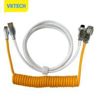 [Vktech] สาย USB แบบขด-C สำหรับคีย์บอร์ดแบบกลไก Paracord เกลียวตัวเชื่อมนักบิน