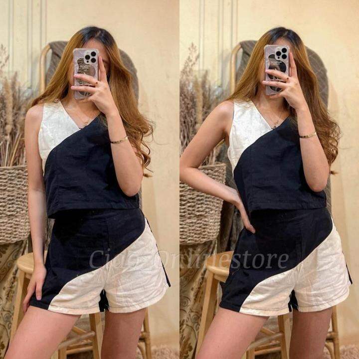 Nadia Coordinates Two Toned Top and Shorts Lazada PH