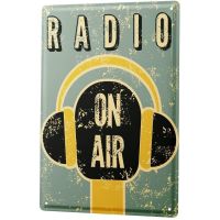 Nostalgic Radio On Air Tin Sign แผ่นโลหะป้ายตกแต่งตกแต่งบ้าน Plaques New