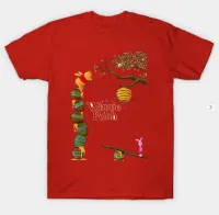 CNY Chineses Dragon ปีใหม่ Red Chothes การ์ตูนช้อนส้อมมีดหมีพูห์วินนี่ (Piglet,Eeyore,Tigger) เสื้อยืดคอกลมผ้าฝ้ายกราฟิกสำหรับผู้ชาย/เสื้อ Gils ชาย Distro Age 1 2 3 4 5 6 7 8 9ปี/เสื้อผ้าแม่ลูก