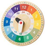 อุนเดร์ฮอลลา ของเล่นนาฬิกาไม้เสริมทักษะ,หลากสี, 25 ซม. (UNDERHÅLLA Educational wooden clock, multicolour, 25 cm)