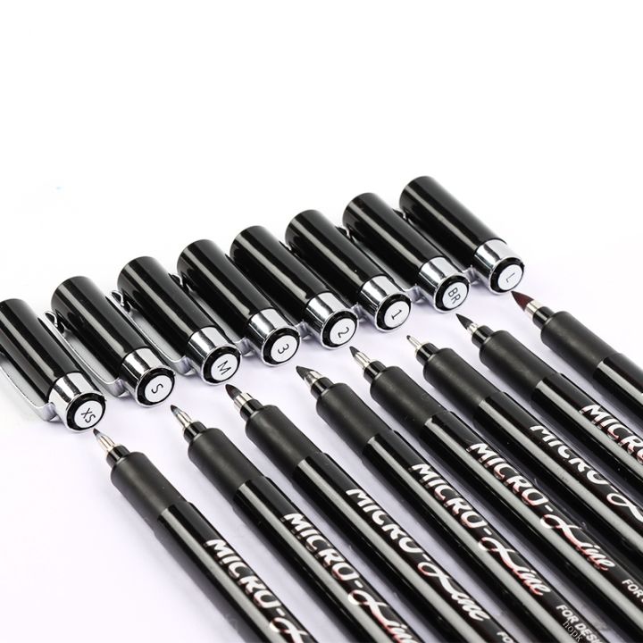 ปากกาตัวอักษรมือ-ปากกาพู่กันประดิษฐ์ตัวอักษร-เม็ดสีไลเนอร์ไมครอนปากกาเครื่องหมายสีดำชุดสำหรับศิลปินร่าง-เทคนิค-ผู้เริ่มต้น-yrrey