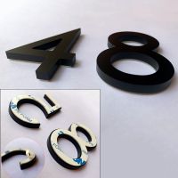 【LZ】◐  60mm Self-adhesive Acrylic House Numbers Doorplates Address Sign Plates Black Door Number Stickers For Apartment Mailbox 0 To 9