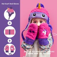 [NEW] Dinosaur Unicorn Style Kids Winter Hats amp; Scarfs Baby Winter Cap Children Warm Gloves For Boys Girls Suit Hat Scarf And Gloves