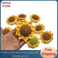 LMFIUA STORE กิ๊บติดผมถักดอกไม้โครเชต์2ชิ้นงานประดิษฐ์ทำมือปิ่นปักผมตัวดอกทานตะวันดอกไม้ปลอมประดับบ้านเครื่องประดับเข็มกลัดคุณภาพสูง