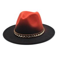 Fedora Hat Women Winter Felted Hats For Men Gradient Color Bowler Hat Wide Brim Design Luxury Casual Men Fedoras Chapeau Femme