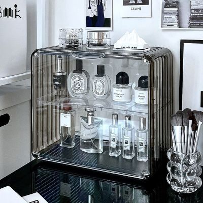 【jw】✟  Luxury Makeup Organizer Dustproof Transparent Desktop Dressing Table Skincare Perfume Storage Shelf