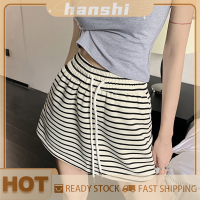 hanshi [2023 new HOT FASHION] lazlook กระโปรงทรงเอลายทางสำหรับผู้หญิงกระโปรงทรงเอมีเชือกรูดเอวยืดทรงเข้ารูปแฟชั่นแนวแอทเลชเชอร์