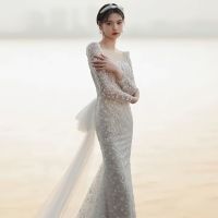 light wedding dress 2023 new bride fantasy welcome go out gauze temperament mermaid high-end luxury