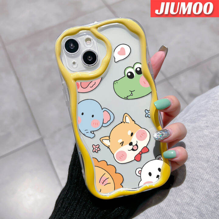 jiumoo-เคสปลอกสำหรับ-samsung-กาแลคซี่-a13-a13-5g-เคส-a14-a04s-ลายการ์ตูนน่ารักรูปช้างลูกสุนัขลายคลื่นเคสใสเนื้อครีมกันกระแทกป้องกันเลนส์กล้องโทรศัพท์กรอบซิลิโคนอ่อนนุ่ม