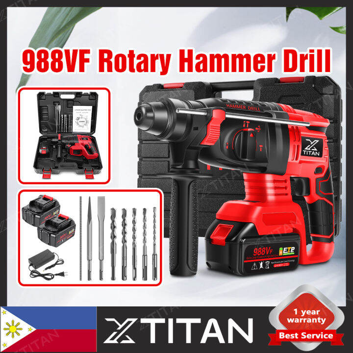 【cod】xtitan Cordless Rotary Hammer Drill 988vf Brushless Chipping Gun 