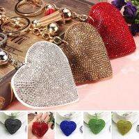 จี้พวงกุญแจ พวงกุญแจ โรแมนติกพราว Rhinestone Love Heart Charm Fringe พวงกุญแจ