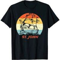 HOT ITEM!!Family Tee Couple Tee Adult Clothes St. John, Caribbean Pirate Ship Vintage Retro Vacation T-Shirt