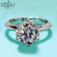 IOGOU แหวนเพชรโมอิสสำหรับงานหมั้นผู้หญิง0.5-3ct D สีเงิน925เครื่องประดับงานแต่งงาน