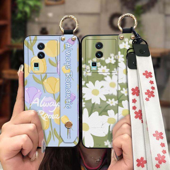 phone-holder-armor-case-phone-case-for-vivo-iqoo-neo7-neo7-se-painting-flowers-back-cover-cute-anti-dust-silicone-soft