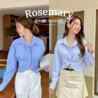 chuuchop_พร้อมส่ง(C8196)⛲️?️?Rosemary crop shirts เสื้อเชิ้ตครอปลายทาง ดีเทลผูกด้านหลัง มี 2 สี