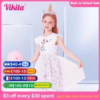 VIKITA Girl Mermaid Sequins Tutu Dress Ball Gown Performance Birthday Party Dresses Kids Princess Dress Children Casual Clothing Dresses