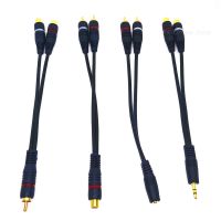 Car Audio Cable 2 RCA to 1 RCA Female to Male to Female 2RCA to 3.5MM AUX JACK Splitter Speaker Gold Cable