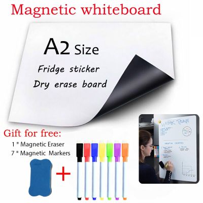2PCS Magnetic WhiteBoard Dry Erase Writing Message Board Fridge Sticker Calendar Kids Drawing Board Memo Marker Pen