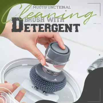 2pcs Automatic Liquid Dispensing Scrub Brush With Soap Dispenser Palm Brush,  Kitchen Brush For Dish Washing Basin Sink Cleaning