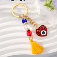 Heart Shape Enamel Tassel Metal Pendant Key Chain Ring Clasp Keyring Bag Keychain Women Bag Key Holder Party Jewelry