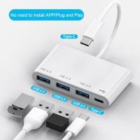 Type-c HUB USB C Multi Splitter USB-C 4 IN 1 4 พอร์ต USB 3.0 2.0 PD Fast Charging Smart Adapter Extender สำหรับแล็ปท็อป MacBook Dell-Gamekj