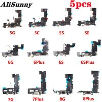 Alisunny 5ชิ้นสายเคเบิ้ลยืดหยุ่นสำหรับชาร์จพอร์ต Iphone 5 5S 5c Se 6 6S 7 8 Plus ส่วนเชื่อมต่อ Usb แท่นชาร์จซ่อม