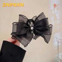 ZNPNXN กิ๊บหนีบผมแฟชั่น Tulle ขนาดใหญ่สำหรับผู้หญิงปิ่นปักผมรูปโบว์ติดผมสุดหรูกิ๊บผมทรงหางม้าเครื่องประดับผมแสนหวาน