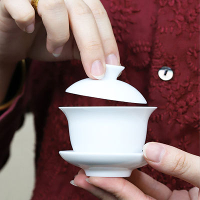 มินิ100มิลลิลิตร Gaiwan แข็งพอร์ซเลนสีขาวหม้ออบที่มีฝาปิด T Eaware เดินทางกังฟูชุดน้ำชาเซรามิกจีนชามชา Chawan