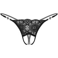 【YF】﹉☂  Mens Rhinestone Pendant Floral G-string Low Rise Crotchless Thongs Sissy Male Gay Erotic Panties