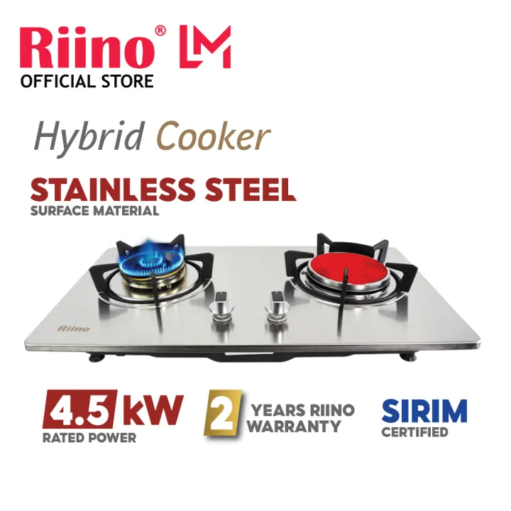 Riino 304 Stainless Steel Build in / Tabletop 2 Burner Hybrid Gas Stove / Gas Cooker (XK202)