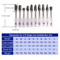 ชุดเสี้ยนโรตารีคาร์ไบด์ทังสเตนตัดสีเดียวหรือสองสี10ชิ้นบิตขัดเจาะโลหะพร้อมก้าน3มม. สำหรับเครื่องเจียร