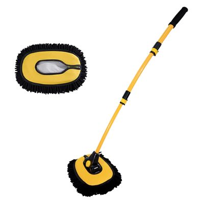 Car Cleaning Brush Car Wash Brush Telescoping Long Handle Cleaning Mop Chenille Broom with Replaces Brush Sleeve Accessories Kit Yellow