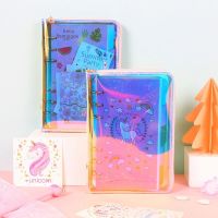 《   CYUCHEN KK 》 MINKYS Kawaii Laser Unicorn/flamingo A6 Zipper Loose-Leaf Diary Notebook Journal Bullet Planner Gift Set School Stationery