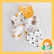 Set 5 khăn yếm tam giác cho bé, khăn cotton quàng cổ giữ ấm cổ