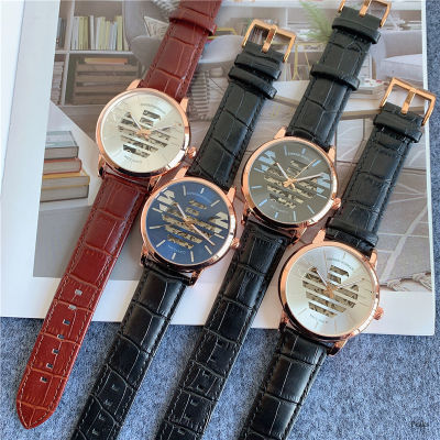 [โรสโกลด์ Dial] นาฬิกาสำหรับผู้ชายคุณภาพสูง Original Armanis ผู้ชายนาฬิกาควอตซ์สายหนังคลาสสิกสามขาลำลองไฟแฟชั่นธุรกิจ