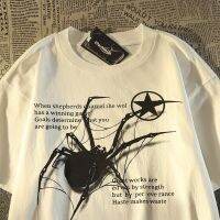 American Retro Street Spider Pure Cotton Short Sleeve T-shirt for Men and Women Summer Loose Versatile Oversize Couple Top