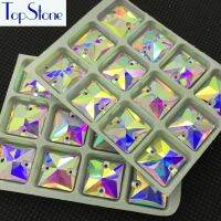 คริสตัล TopStone AB Square Sew On Rhinestones แก้วคริสตัล10 12 14 16 22Mm Flatback เย็บ-บนหินชุดเดรสตกแต่งด้วยลูกปัดอุปกรณ์งานประดิษฐ์