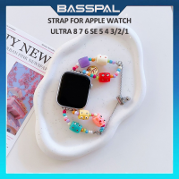 BassPal ชุดสตรีแฟชั่นมอนสเตอร์น้อยสำหรับนาฬิกา Apple 49มม. Ultra 8 7 4 5 6 SE2 3 42มม. 45มม. 41มม. 40มม. 44มม. สายนาฬิกาข้อมือแบบโซ่มีสไตล์พิเศษสำหรับ I Watch Series