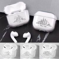 Simple Lines Dubai Paris New York Airpod Cases 3 for 2 1 Pro Pods Gen Air Pods Pro Cover City Case Earphone Box Coque Headphones Accessories