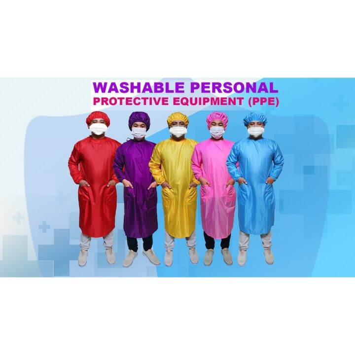 PPE Microfiber Set (Washable and Water Repellent) Isolation Gown and