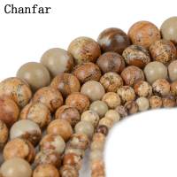 Chanfar Brown Round Picture Stone Beads Natural Stone Beads for Jewelry making 4/6/8/10/12mm Traps  Drains