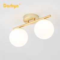 Nordic LED Glass Ceiling Light White Ball Creative Golden Corridor Lamp Entrance Cloakroom Balcony Bedroom Dining Room Lighting