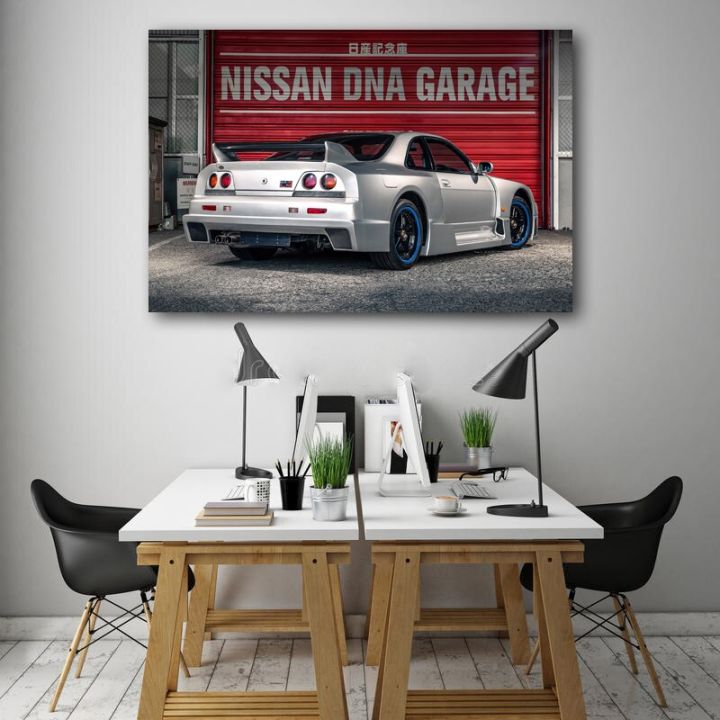 คลาสสิก-nissan-skyline-gt-r-lm-sportscar-โปสเตอร์ผ้าใบพิมพ์สำหรับตกแต่งห้องและ-wall-art-ภาพวาด