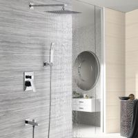 Bathroom Shower Set Chrome Rain Shower Faucet Wall Mounted Valve System 8-12"Shower Head Bathroom Faucet Showerheads