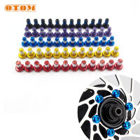 OTOM 12ชิ้นที่มีสีสันจักรยานด้านหน้าดิสก์เบรกสกรูโรเตอร์น็อต M5x10mm T25 T Orx หัวแก้ไขถั่วสำหรับ Sur-Ron SURRON แสง-ผึ้ง