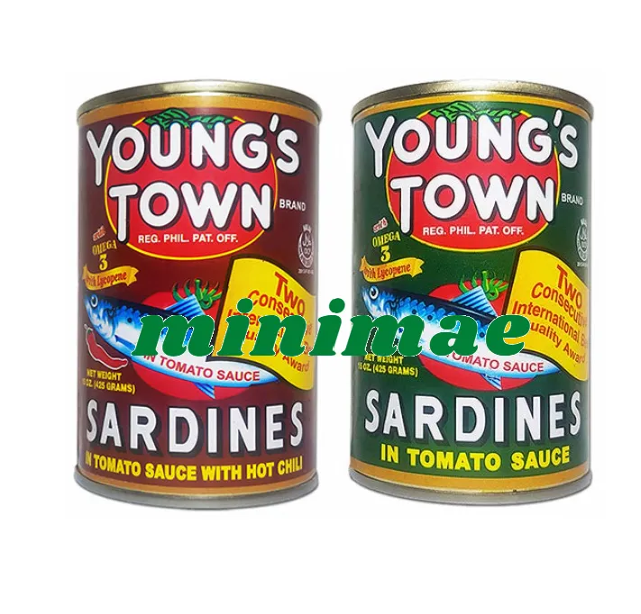 Young's Town Sardines Tomato Sauce (Green), Sauce With Hot Chili (Red