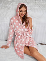 Women Bathrobe Nightgown Thick Warm Robe Winter Warm Flannel Plush Velvet Pajamas Pink Cute Adults Bath Robe Sleepwear